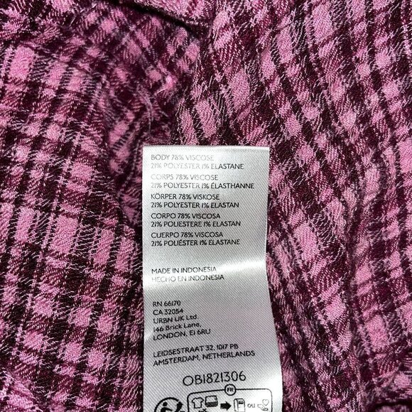 Anthropologie Pilcro Womens Pink & Black Plaid Button-Down Shirt XS - Picture 5 of 9